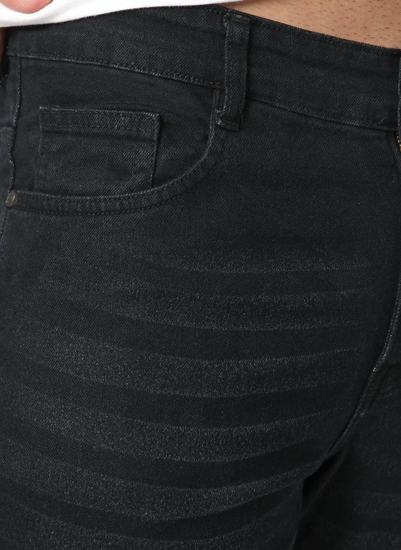 Urbano Fashion  Urbano Fashion Men's Black Bootcut Fit Mid Rise Heavy Washed Jeans Stretchable for Men | Best Price UAE